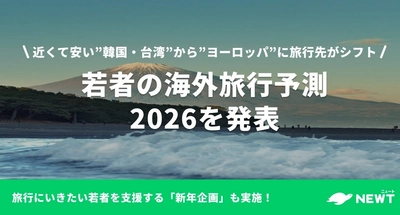 旅行アプリ『NEWT（ニュート）』、 「若者の海外旅行予測2026」を発表！ 近くて安い”韓国・台湾”から”ヨーロッパ”への旅行が増加傾向