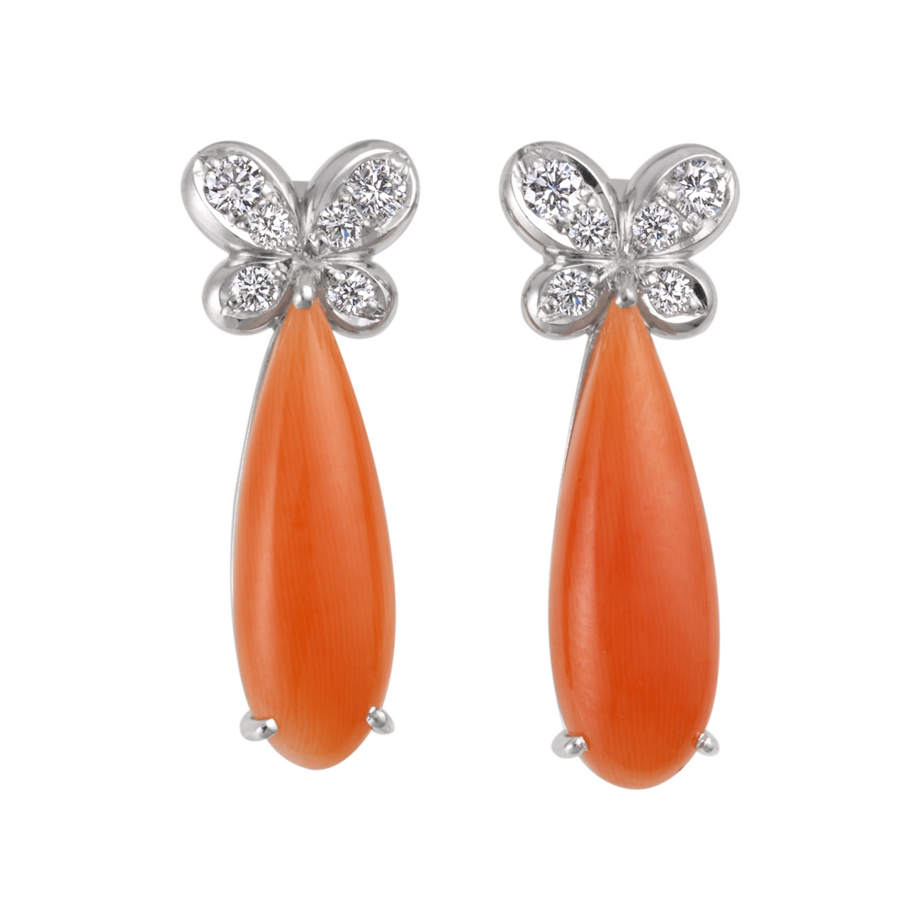 サンゴとダイヤモンドのピアス/ジュエリーオースカ