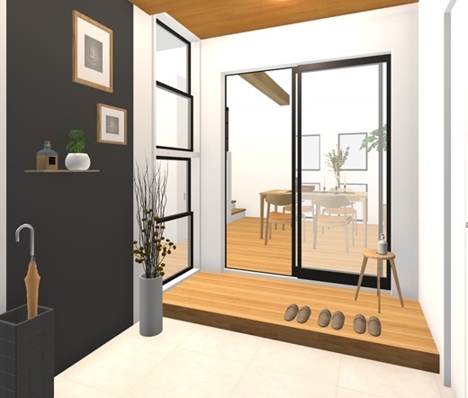 3Dパースのスクリーンショット例：玄関エリア