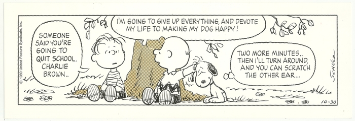 「ピーナッツ」原画 1989年10月30日 (C) Peanuts Worldwide LLC