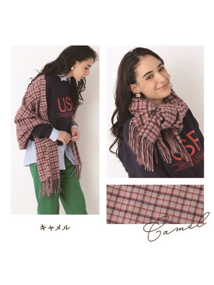ミエル (miel) カシミヤ100% チェック ストール