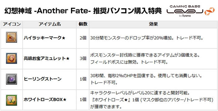 幻想神域 -Another Fate- 推奨パソコンオリジナル特典