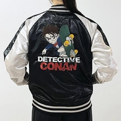 名探偵コナンのスケボー刺繍がかっこいい！メタリックの生地が高級感ある唯一無二のスカジャンです。