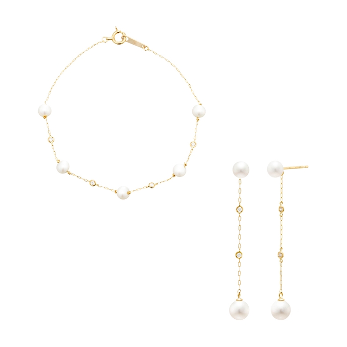 K10YG フレッシュウォーターパール/ダイヤモンド ジュエリー