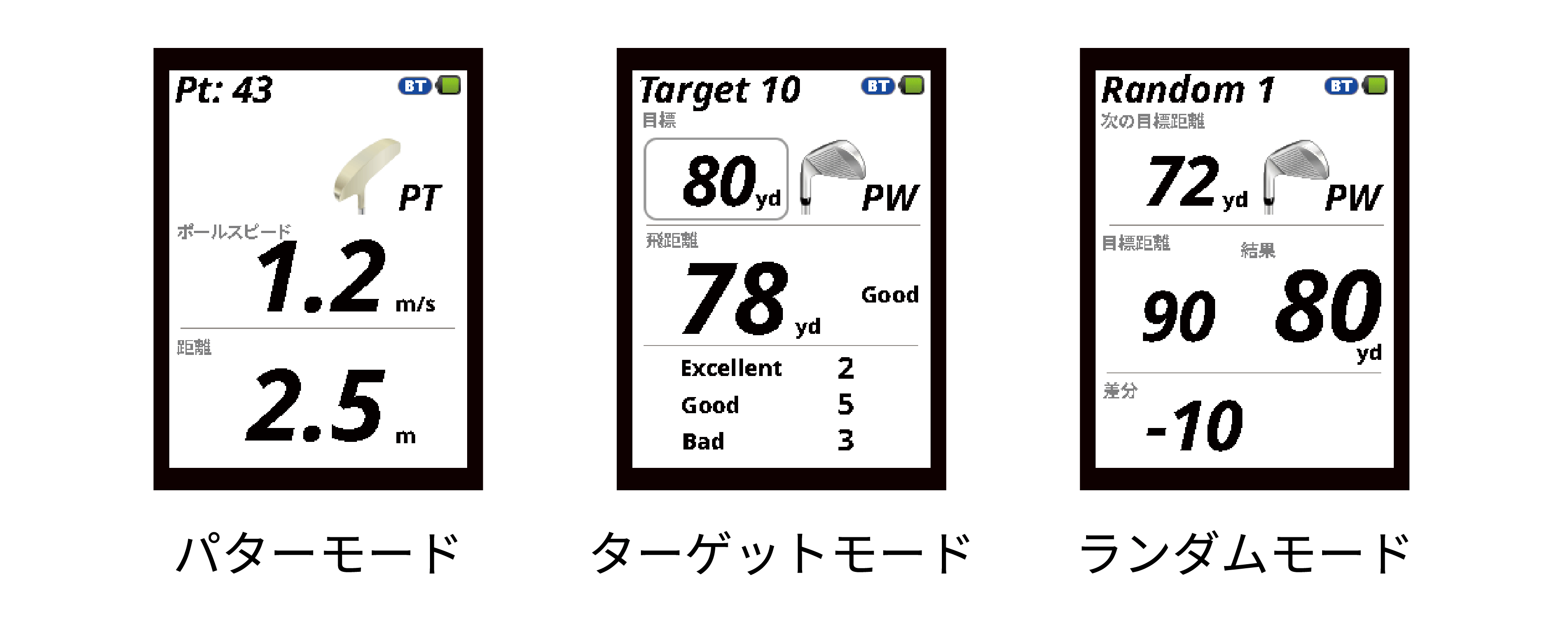 3つの練習モード表示
