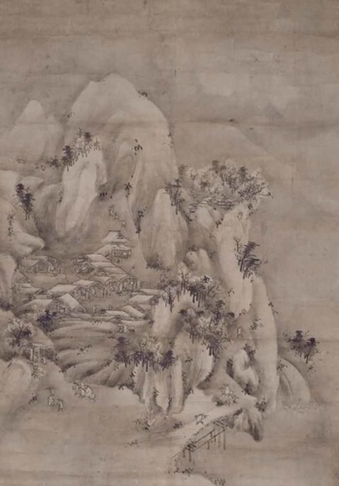 雪景山水図 雪村周継筆 室町時代・16世紀 紙本墨画 谷口豊三郎氏寄贈 京都国立博物館蔵(※貸与予定作品)