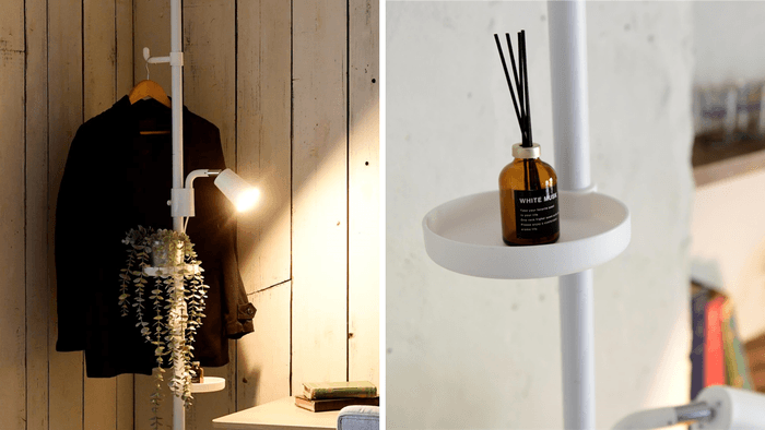 特長3. おしゃれだけじゃない!使い勝手の良いトレーとフック付き