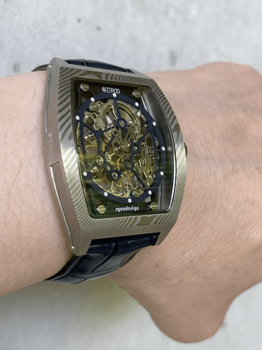 ZEROO M1D THE AURIGAダマスカス鋼ケースのトノー型メカニカルスケルトンウォッチ(14)