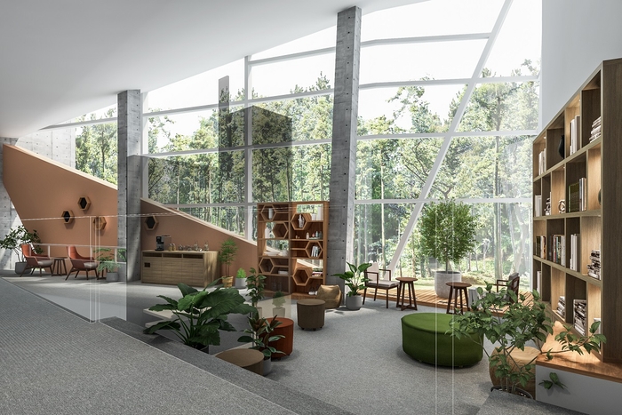 グリーンを随所に散りばめたラウンジ ※イメージ