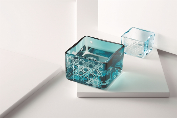 枡グラス　翠角彩 sui-kaku-sai