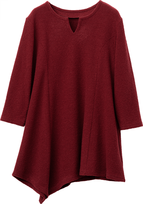 YOUKA（ヨウカ）ウールリングアシンメトリーデザインチュニック　ワイン　販売予定価格19800円（税込）