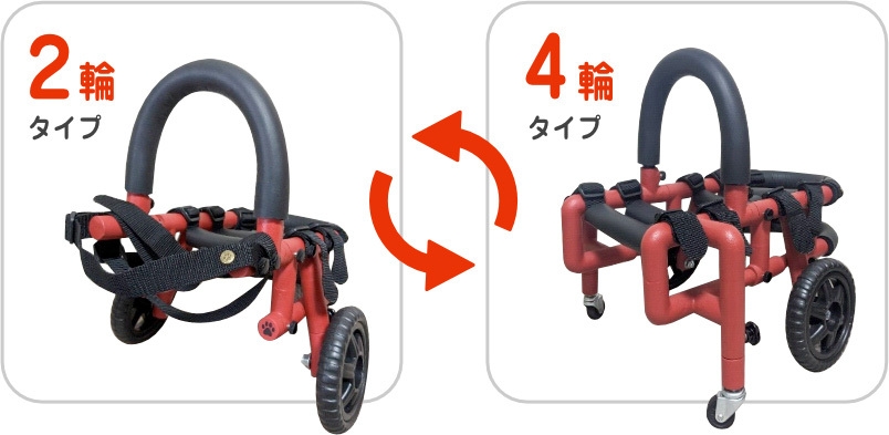 2輪~4輪相互で組替え可能