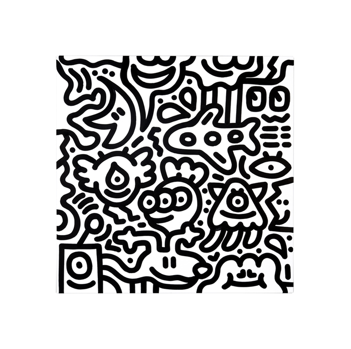 Mr.Doodle「Black & White #18」キャンバス・アクリル 100.0×100.0cm 落札予想価格300~400万円