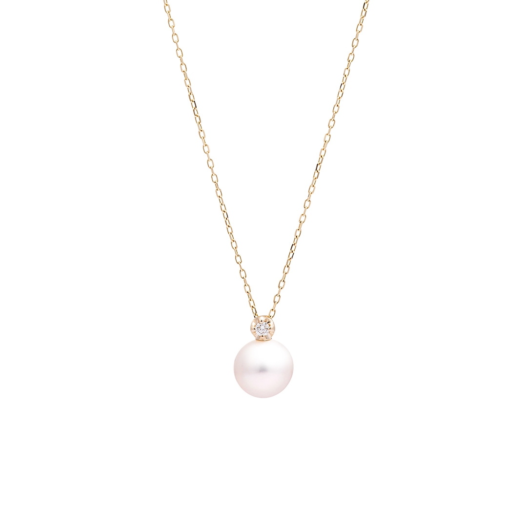 K10YG フレッシュウォーターパール/ダイヤモンド ネックレス