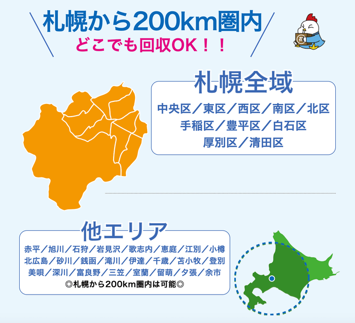 札幌から200km圏内!どこでも回収OK!!