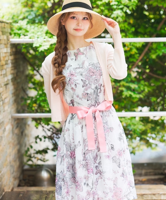 フラワーウエストリボンワンピース