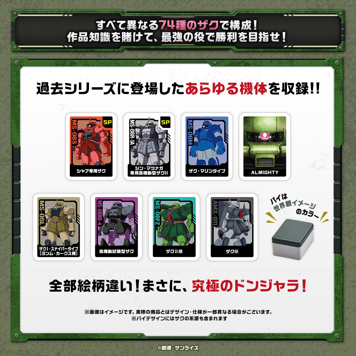 すべて異なる74種のザクで構成!