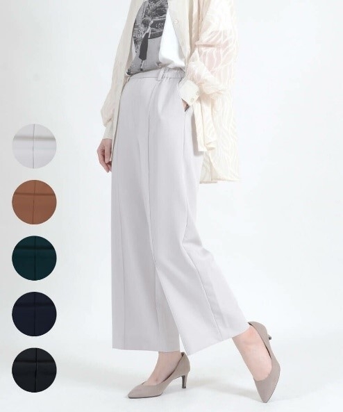 落ち感たっぷりで高見え度バツグン!歩くたびに揺らめく、とろみピンタックワイドストレートパンツ 股下65cm