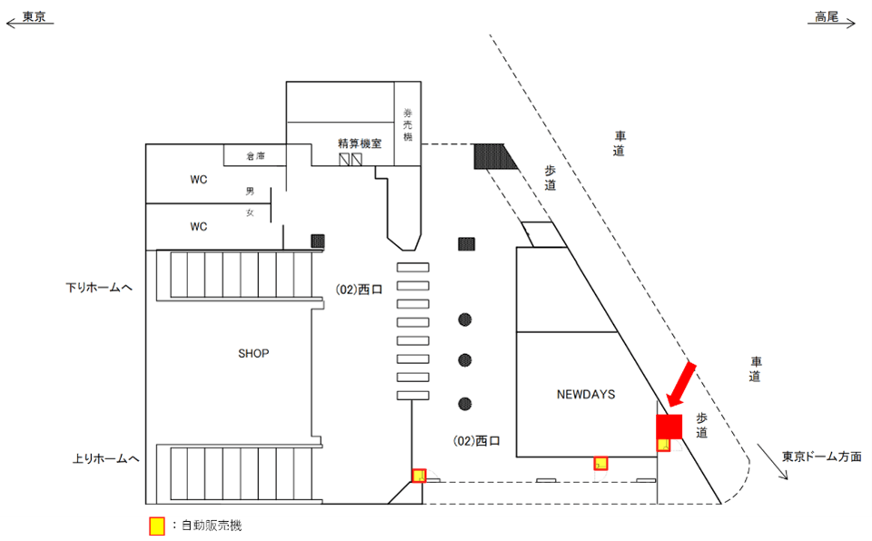 JR東日本 水道橋駅設置場所地図