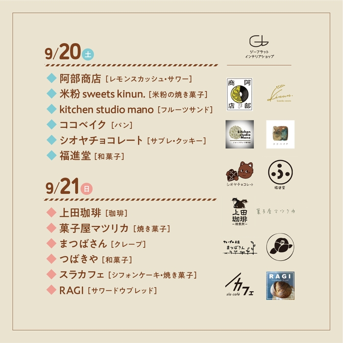 2日間出店者一覧