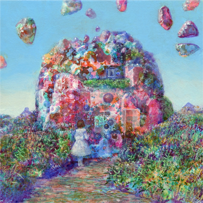 「ローズクリスタルの丘」版画 20×20cm