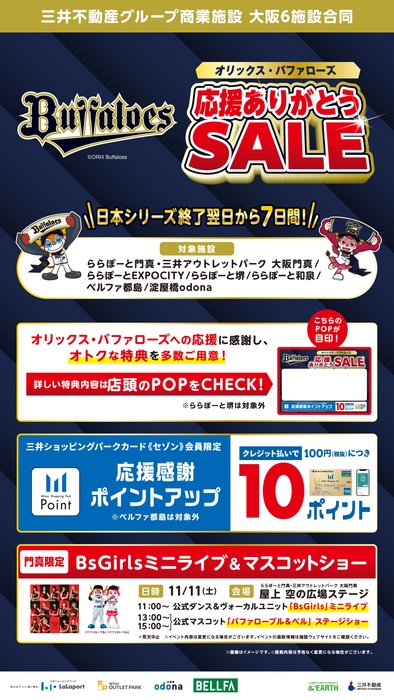 淀屋橋odona「オリックス・バファローズ 応援ありがとうSALE」ポスター