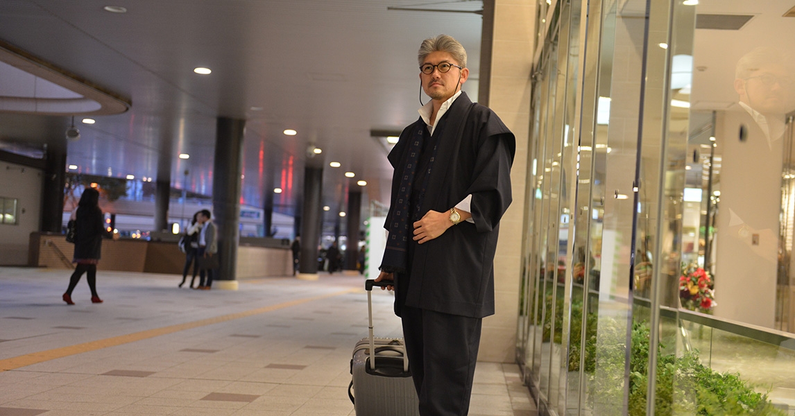 武士の旅姿の野袴三っ揃いをモダンにした新感覚の和装!