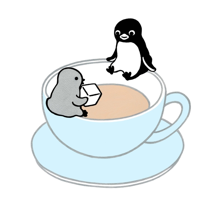 新作版画「ティーカップのペンギン」30×30cm 　44&#44;000円(税込)限定100部