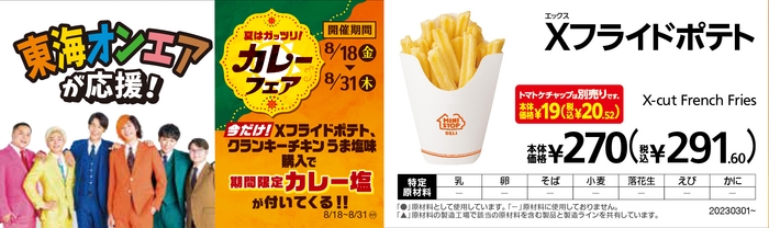 ✕フライドポテトカレー塩添付販促物画像(画像はイメージです。)