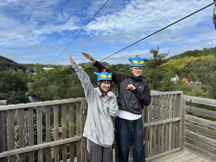 ▲普段は撮影禁止のジップライン出発地点で特別な体験!