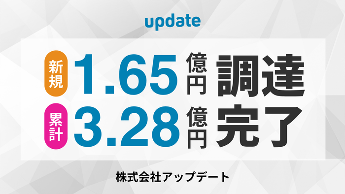 デットファイナンスにより新規1.65億円、累計3.28億円資金調達完了のお知らせ