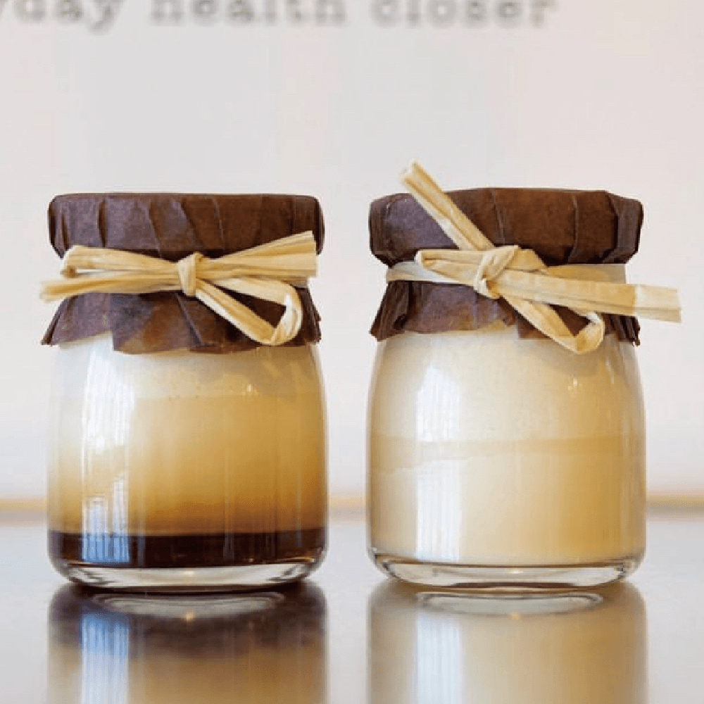 パティスリーウフ 二層のプリン 左:カラメル入り/右:カラメルなし