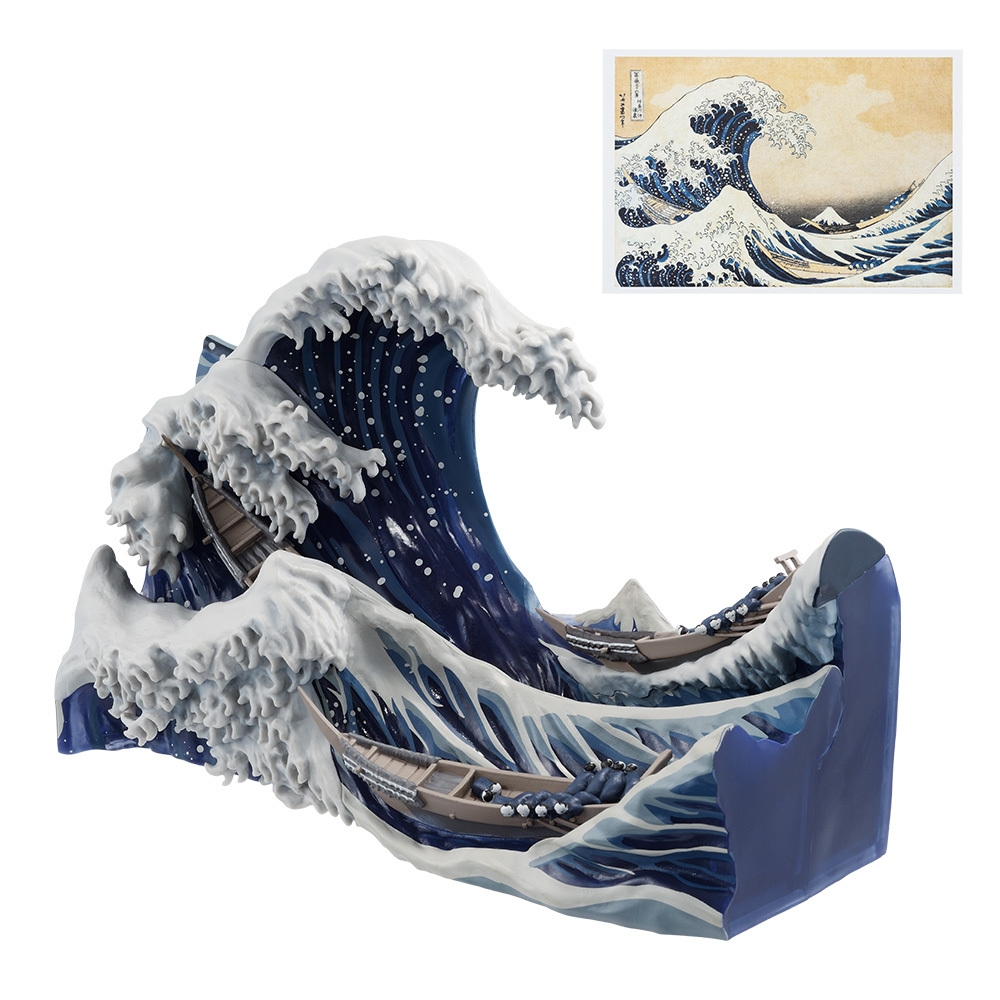 ラストワン賞:神奈川沖浪裏 ポストカードスタンド付きジオラマ~墨色~