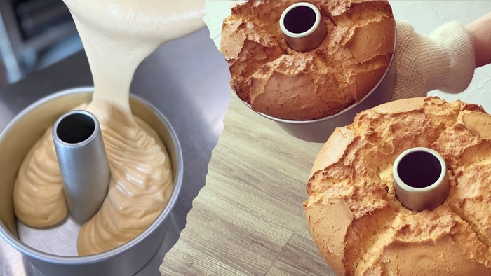 シフォンケーキの製造風景