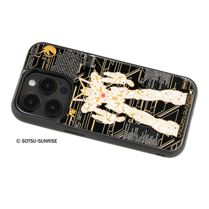 FLASH ユニコーンガンダム Ver.TWC 基板アート iPhone 15Proケース ななめ