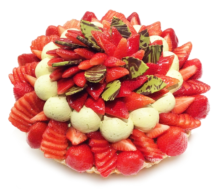 京カフェコムサ:いちごと玄米茶クリームのケーキ(1,000円/1ピース)