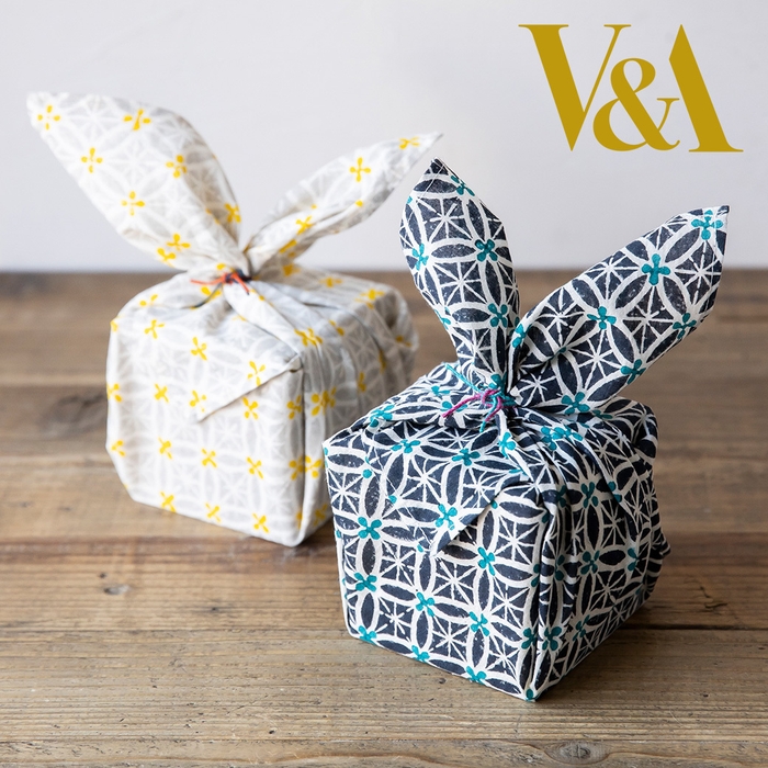 ブロックプリントハンカチ フローラルタイル柄