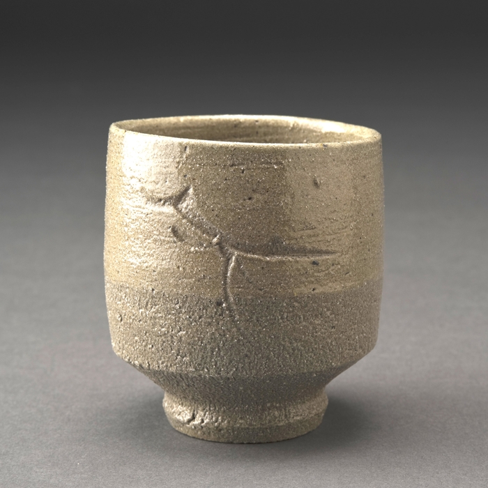 (2) 塩釉陰刻山図湯呑茶碗 栃木県/益子焼 濱田庄司