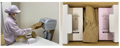 ラサーナのヤマサキ、 緩衝材をプラスチック製から紙製再生紙に切り替え