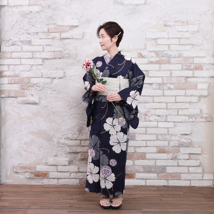 浴衣・兵児帯2点セット(毬/紺)