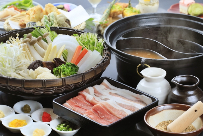 お部屋で豚しゃぶしゃぶを堪能