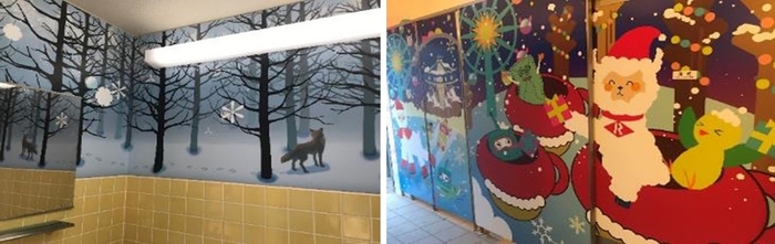 冬デザイン 水の広場トイレ(左)ちびっこ広場トイレ(右)