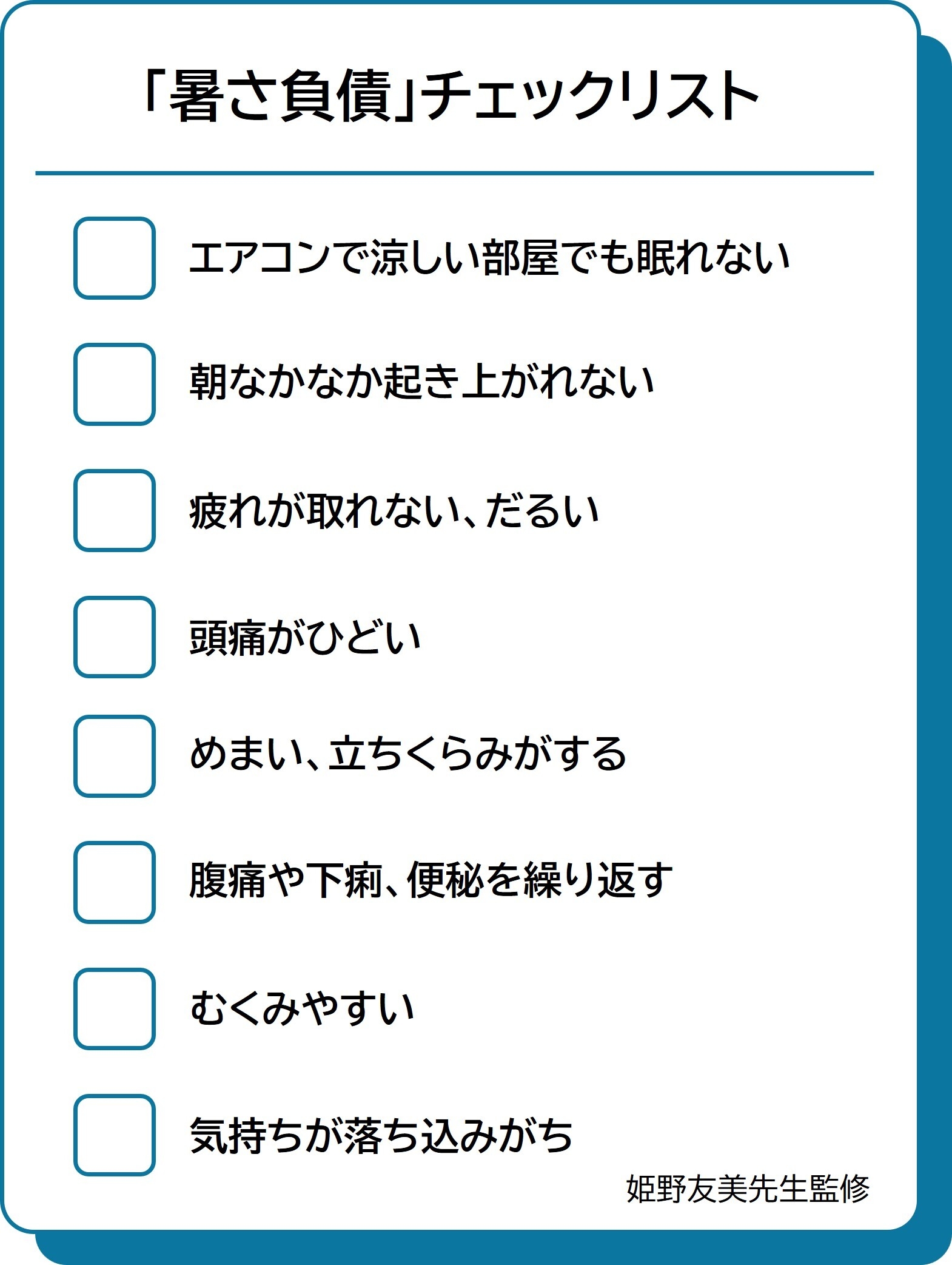 暑さ負債のチェックリスト