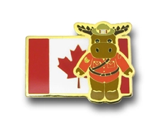 PINS FACTORY（ピンズファクトリー）　ピンズ実例紹介財団法人伊豆市振興公社　様　「虹の郷 カナダ国旗（ムース）ピンバッチ」★動物キャラクターがイベント用ピンバッチに！