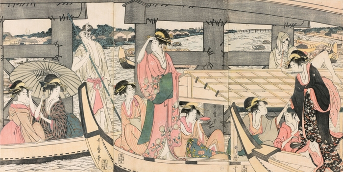 喜多川歌麿「両国橋上橋下納涼之図(橋下の図)」