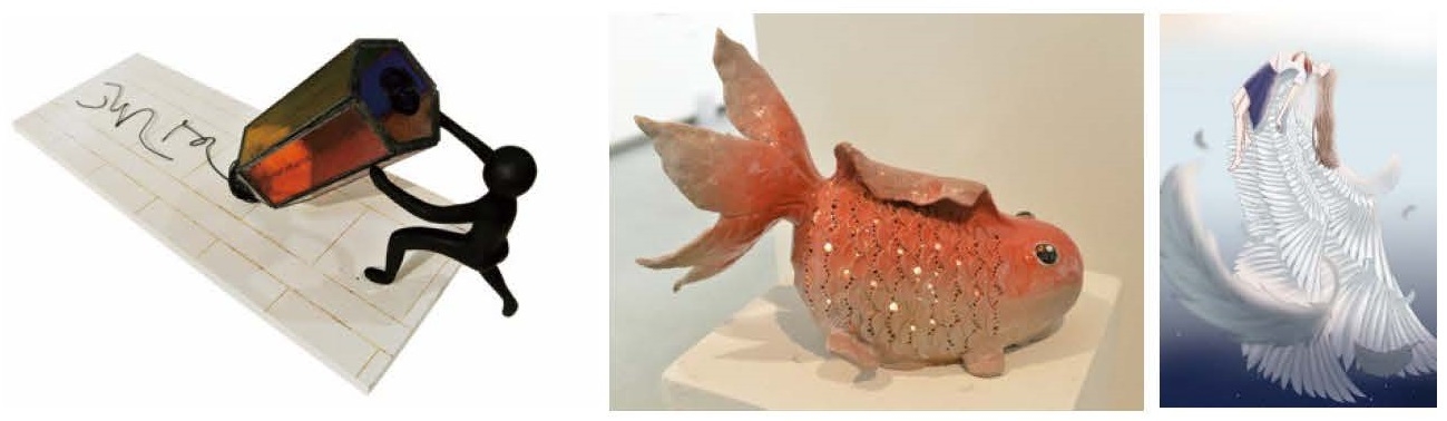 関西文化芸術高等学校_ステンドグラス作品/関西文化芸術高等学校_陶芸作品/奈良女子高等学校_デジタル作品