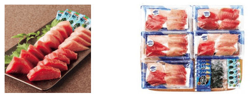 近大マグロお刺身セット(左)、近大マグロの丼の具セット(右)