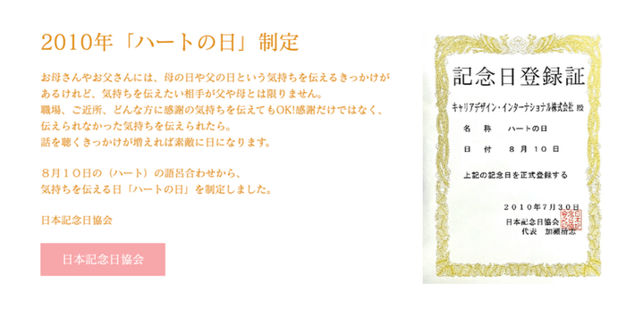 日本記念日協会登録