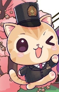 嵐電の制服を着用した高雄メトロ の「みかん駅長」