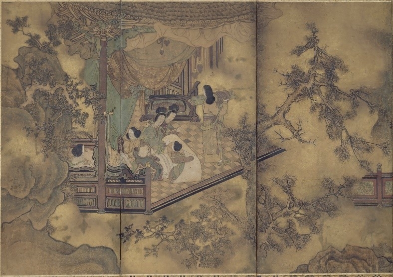 宮女図屏風(部分)雪村筆 京都国立博物館蔵